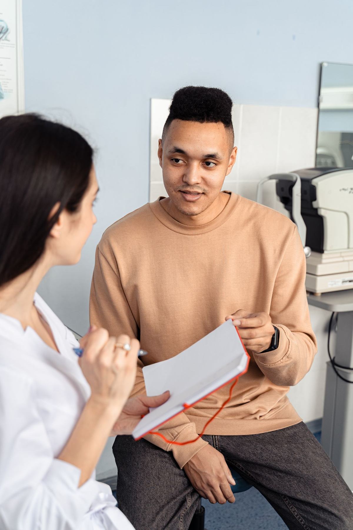 Patients in consultation with a clinician