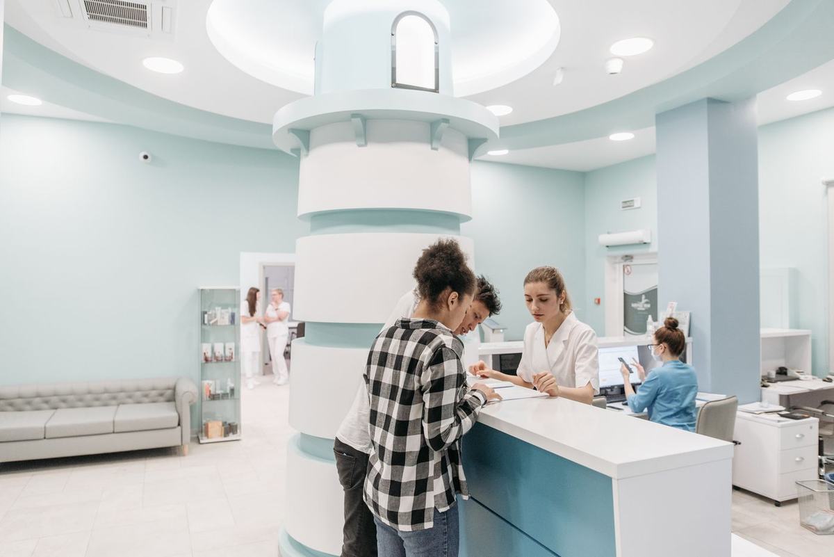 Reception area of a modern clinic